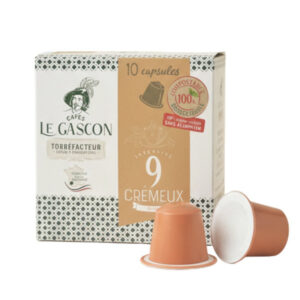 Café gourmet cremeux en capsule compatible x10 cafes le gascon torréfacteur à pau
